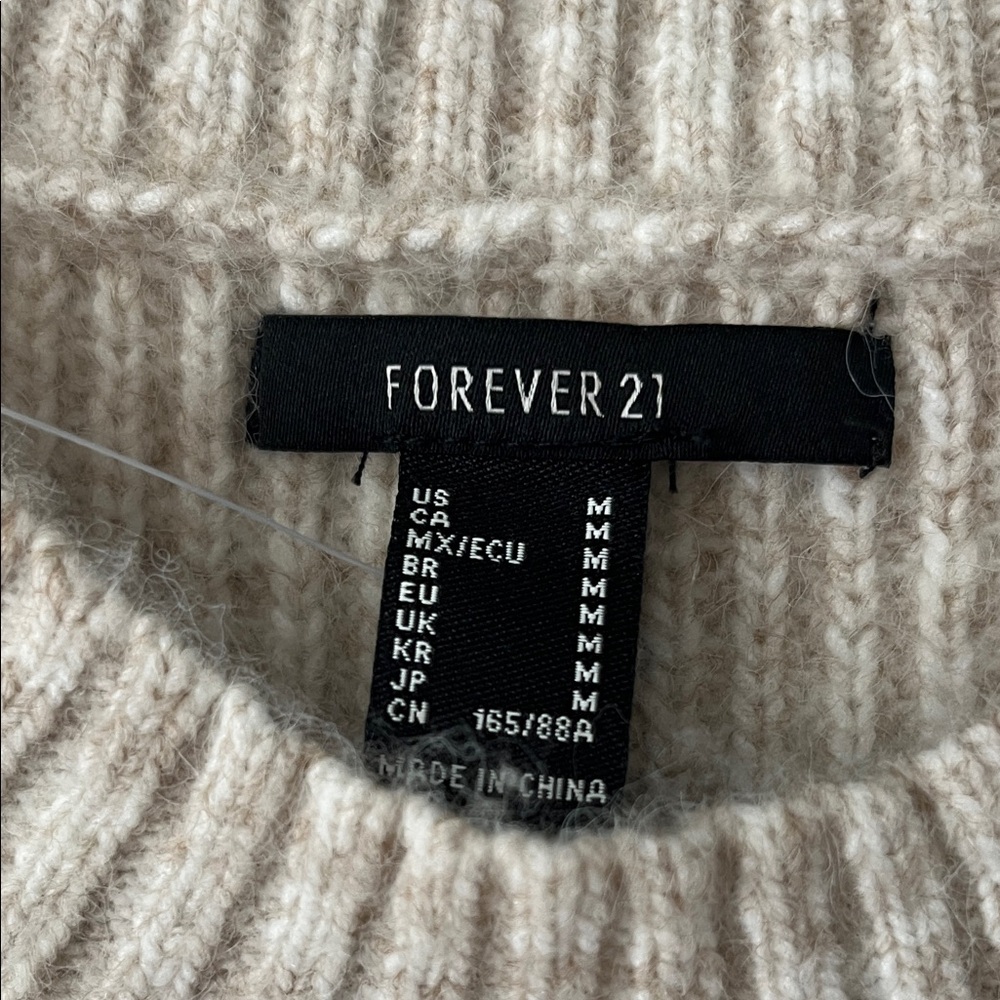 Forever 21 Beige Ribbed Sweater with Rhinestone Fringe - Picture 2 of 6